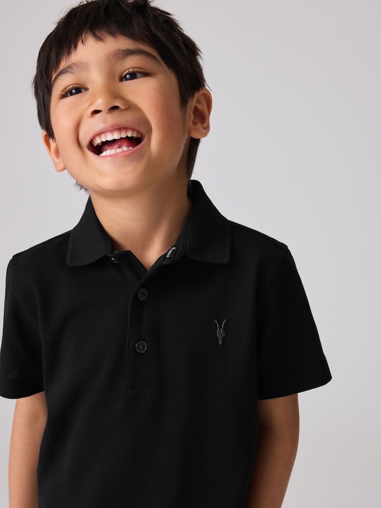 smALLSAINTS Black Boys 100% Cotton Short Sleeve Polo Shirt - Image 2 of 7