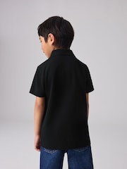 smALLSAINTS Black Boys 100% Cotton Short Sleeve Polo Shirt - Image 3 of 7