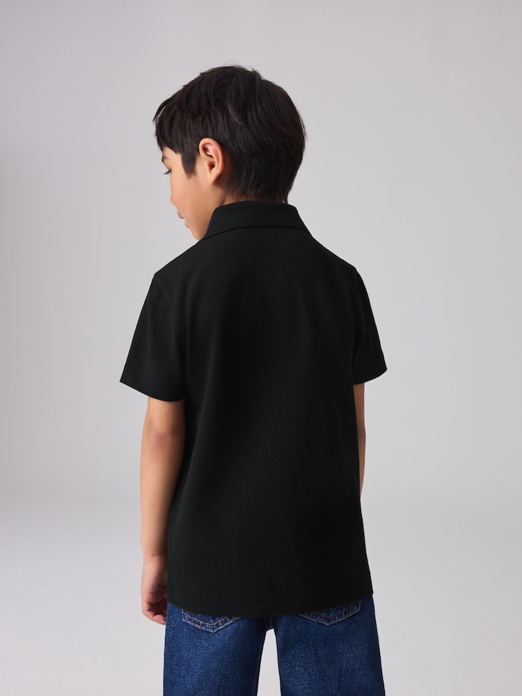 smALLSAINTS Black Boys 100% Cotton Short Sleeve Polo Shirt - Image 3 of 7
