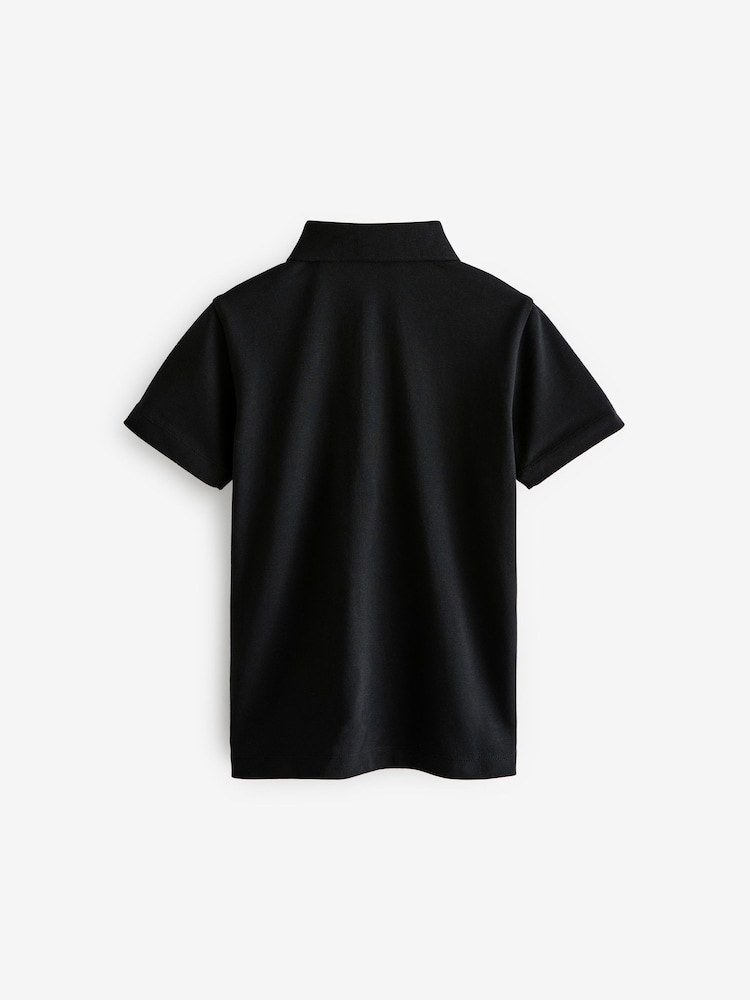 smALLSAINTS Black Boys 100% Cotton Short Sleeve Polo Shirt - Image 6 of 7