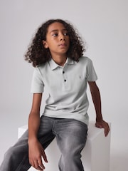 smALLSAINTS Grey Boys 100% Cotton Short Sleeve Polo Shirt - Image 1 of 7