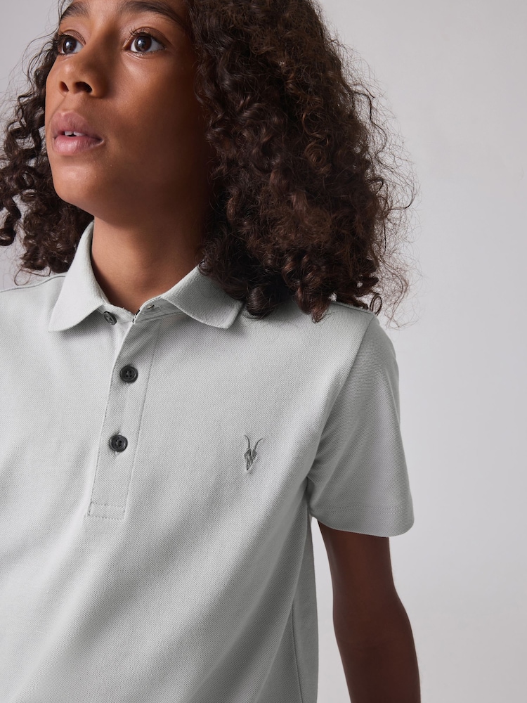 smALLSAINTS Grey Short Sleeve Polo Shirt - Image 2 of 7 smALLSAINTS Grey Short Sleeve Polo Shirt - Image 2 of 7