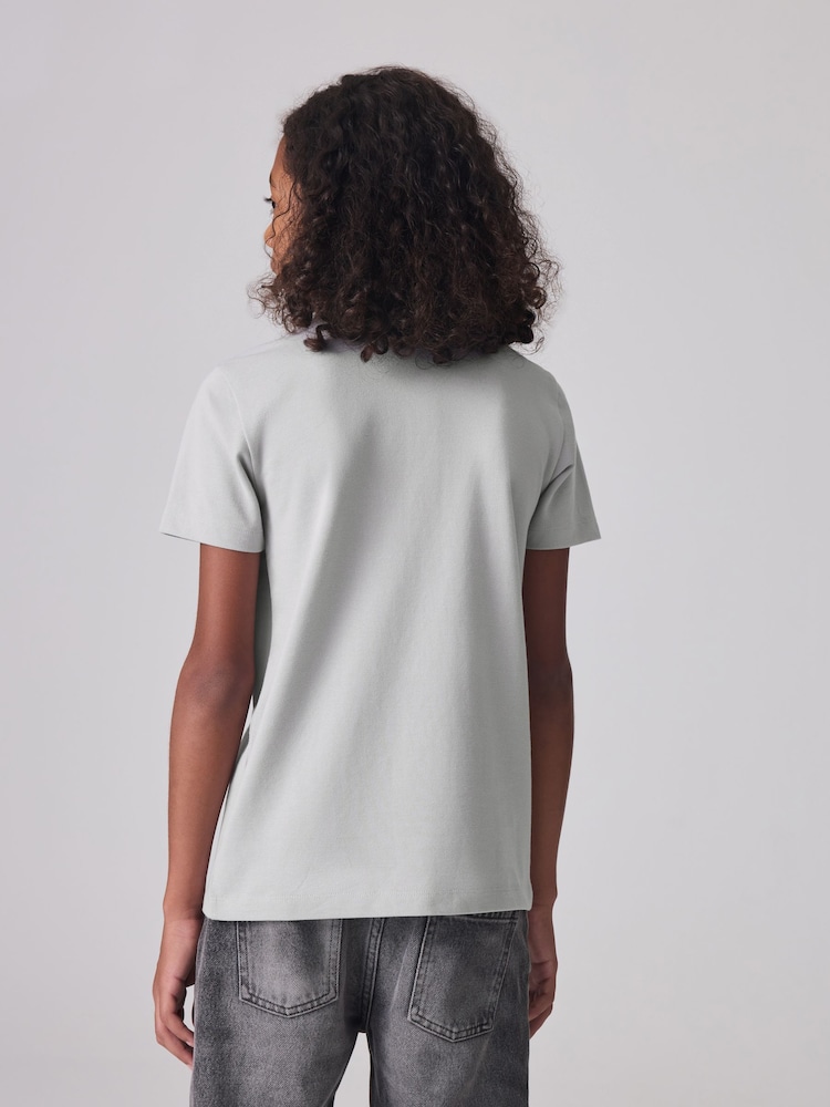 smALLSAINTS Grey Boys 100% Cotton Short Sleeve Polo Shirt - Image 3 of 7