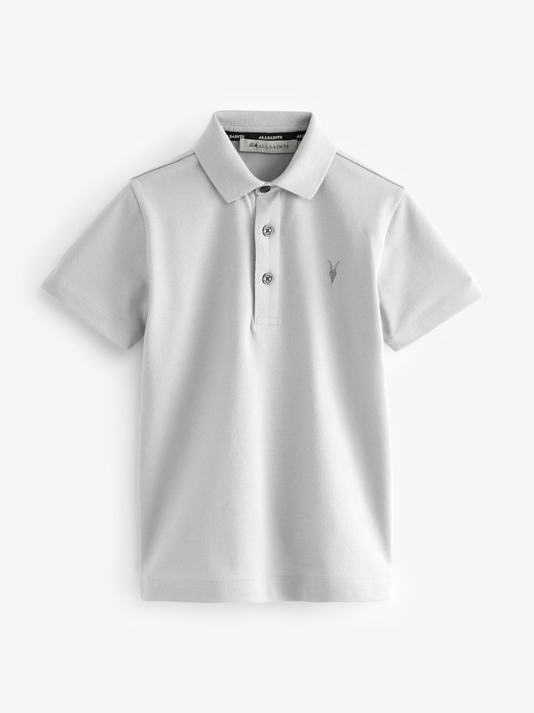 smALLSAINTS Grey Boys 100% Cotton Short Sleeve Polo Shirt - Image 4 of 7