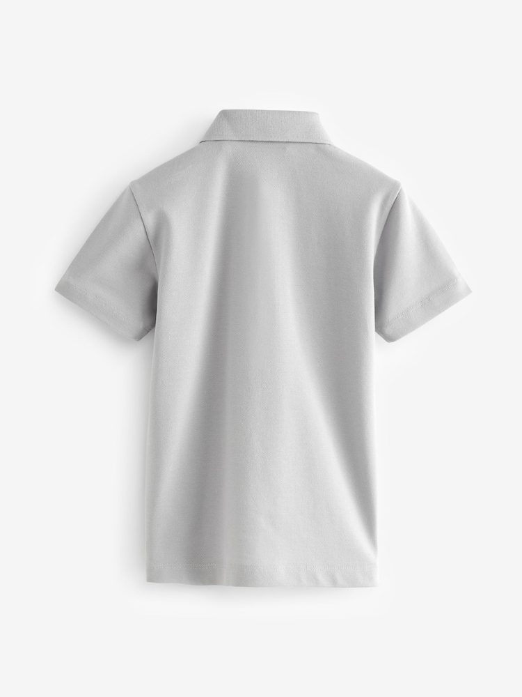smALLSAINTS Grey Boys 100% Cotton Short Sleeve Polo Shirt - Image 5 of 7