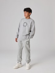 smALLSAINTS Grey Tierra Straight Cuffed Logo Joggers - Image 2 of 8