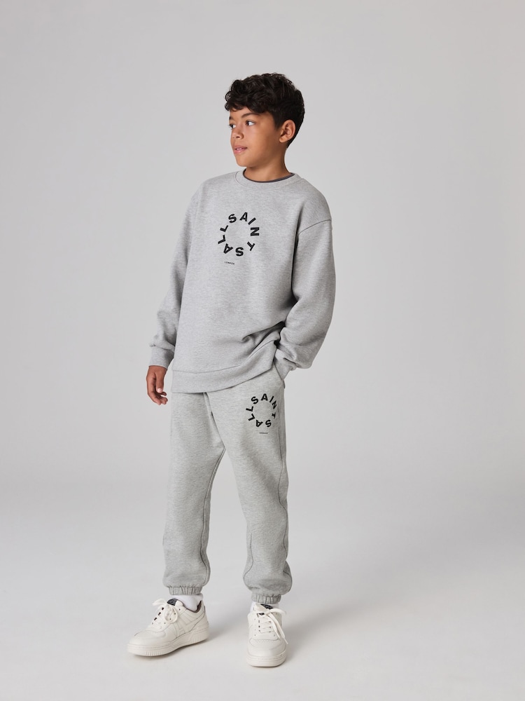 smALLSAINTS Grey Tierra Straight Cuffed Logo Joggers - Image 2 of 8
