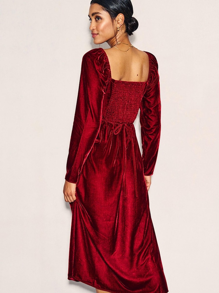 Nobodys Child Abby Velvet Red Midi Dress - Image 2 of 4