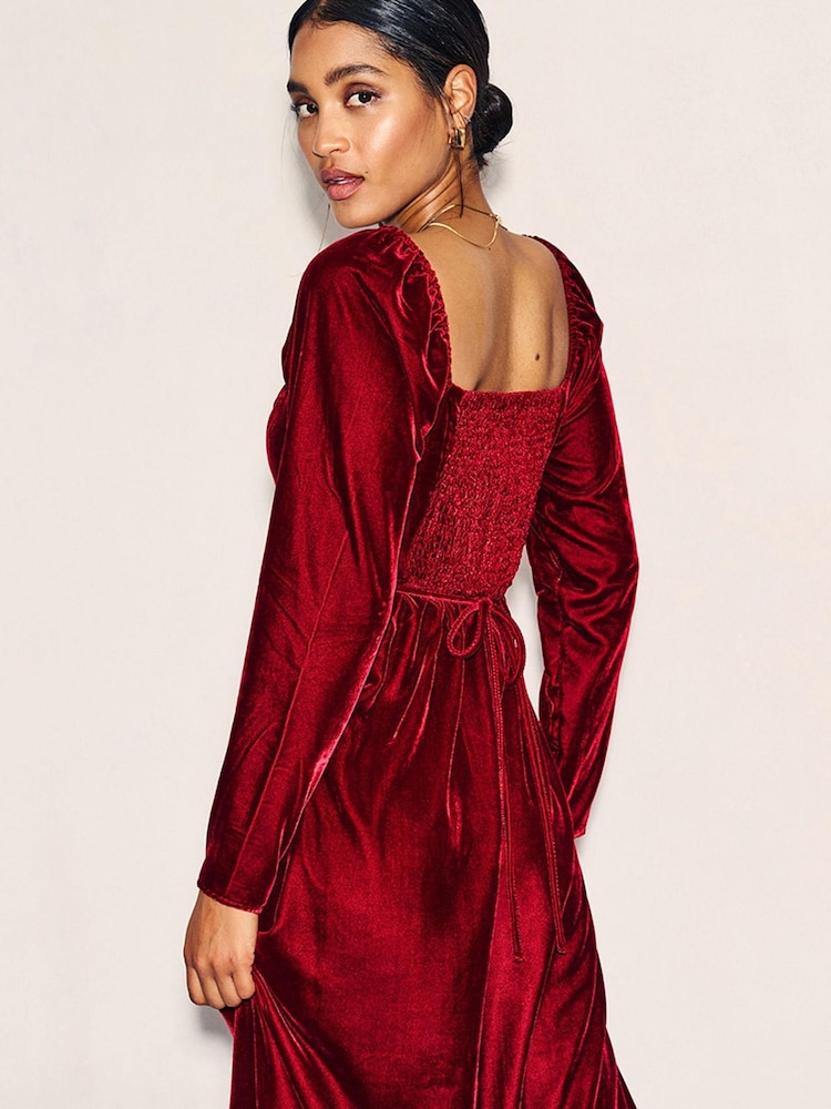 Nobodys Child Abby Velvet Red Midi Dress - Image 4 of 4