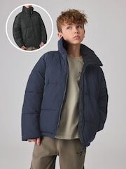 smALLSAINTS Navy Novern Reversible Padded Coat - Image 2 of 10