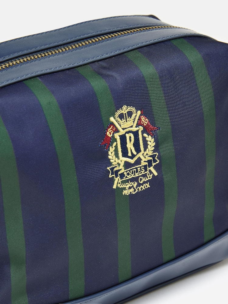 Joules Cunningham Green & Navy Men's Striped Washbag - Image 4 of 4