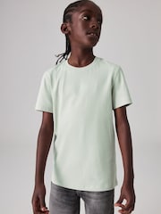 smALLSAINTS Mint Green Logo Embroidered Crew 100% Cotton T-Shirt - Image 1 of 7