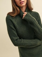 Nobodys Child Green Rib Roll Neck Knitted Midi Dress - Image 4 of 4
