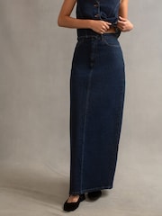 Nobody's Child Blue Denim Column Maxi Skirt - Image 1 of 3