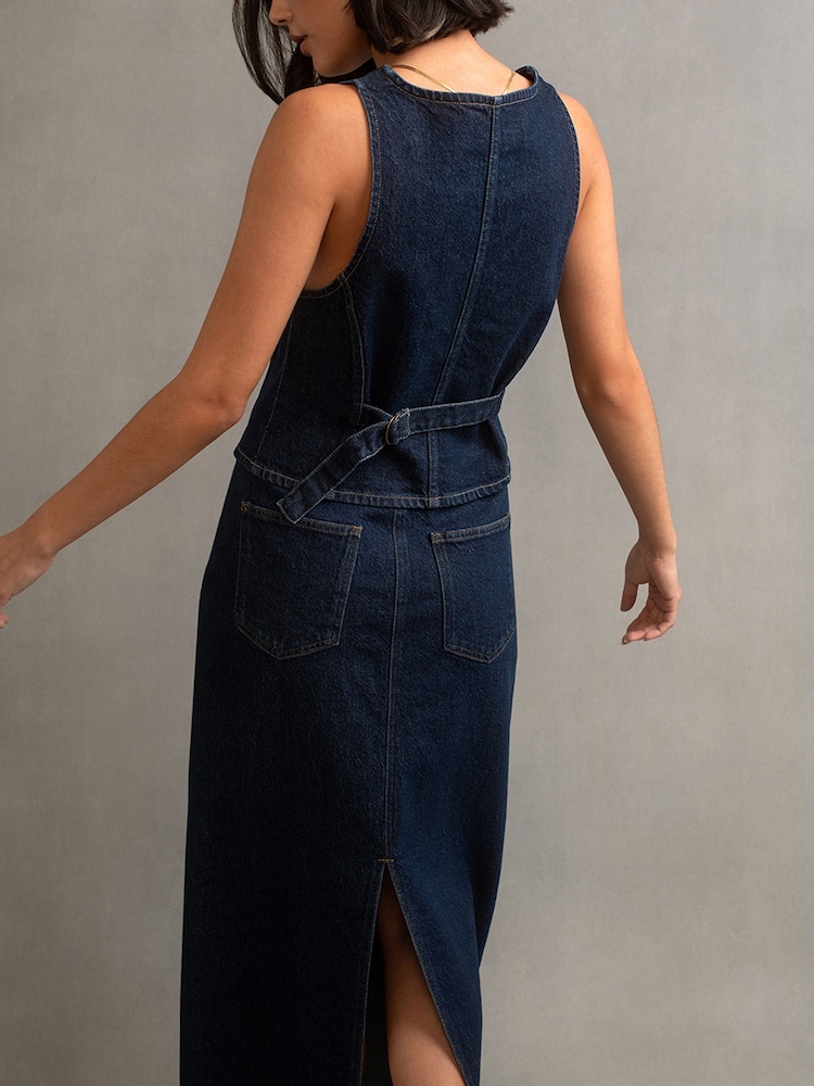 Nobody's Child Blue Denim Column Maxi Skirt - Image 2 of 3
