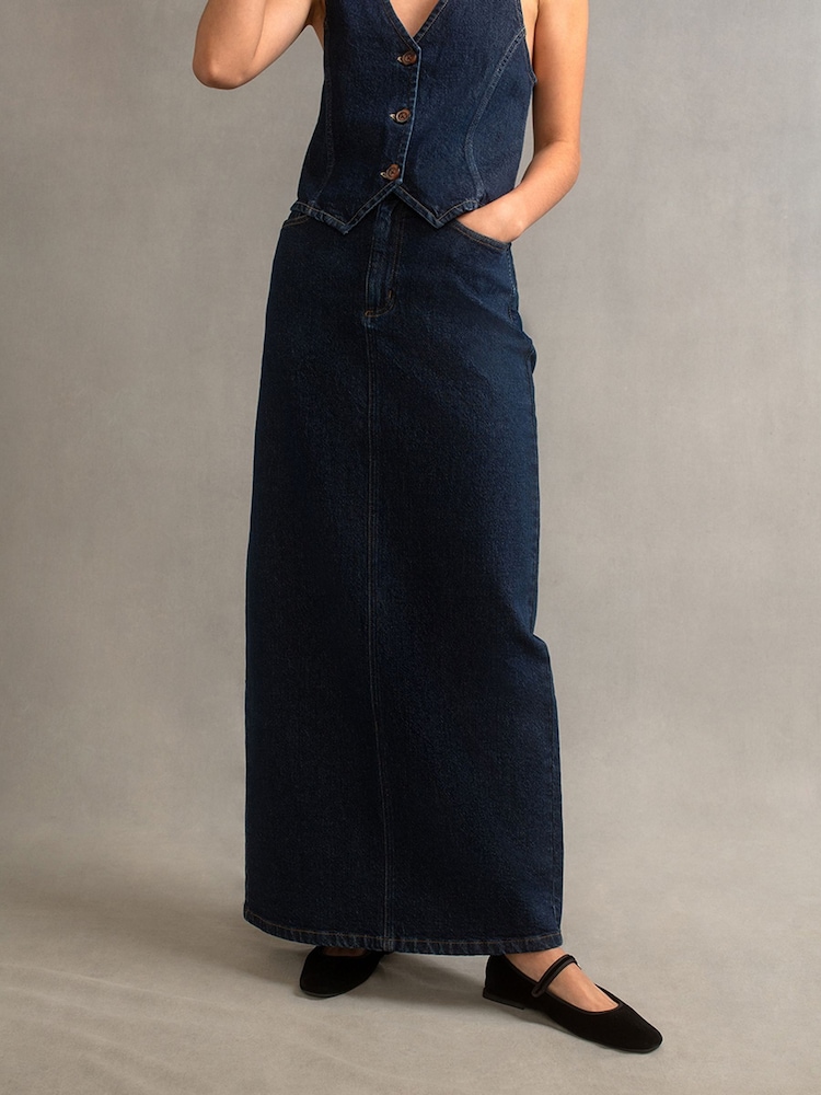 Nobody's Child Blue Denim Column Maxi Skirt - Image 3 of 3