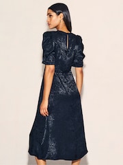 Nobody's Child Black Crew Neck Moira Jacquard Midaxi Dress - Image 2 of 4