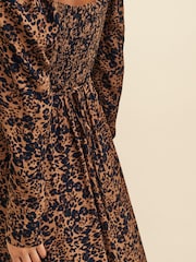 Nobody's Child Abby Square Neck Brown Midi Dress - Image 4 of 4