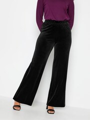 M&Co Black Velvet Wide Leg Trousers - Image 1 of 4