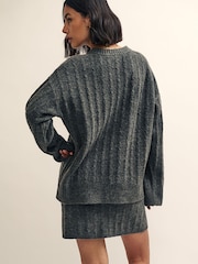 Nobodys Child Petite Charcoal Cable Knit Jumper Dress - Image 2 of 4