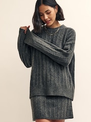 Nobodys Child Petite Charcoal Cable Knit Jumper Dress - Image 3 of 4