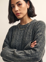 Nobodys Child Petite Charcoal Cable Knit Jumper Dress - Image 4 of 4