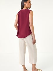 Roman Red Petite V-Neck Trim Detail Top - Image 3 of 5