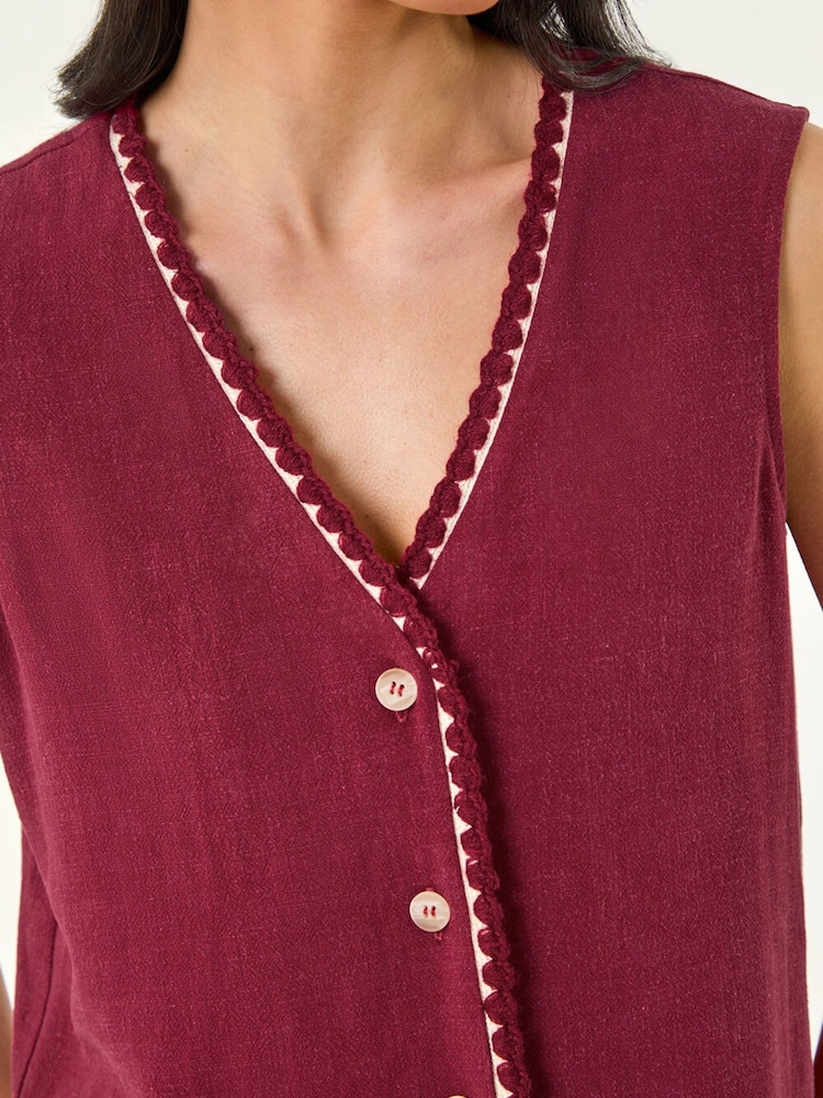 Roman Red Petite V-Neck Trim Detail Top - Image 5 of 5 Roman Red Petite V-Neck Trim Detail Top - Image 5 of 5