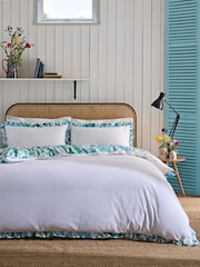 Lucy Tiffney Blue/Green 180 Thread Count Floral Ruffle 100% Cotton Bed Set - Image 2 of 5