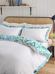 Lucy Tiffney Blue/Green 180 Thread Count Floral Ruffle 100% Cotton Bed Set - Image 4 of 5