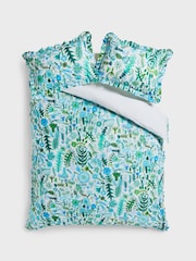 Lucy Tiffney Blue/Green 180 Thread Count Floral Ruffle 100% Cotton Bed Set - Image 5 of 5