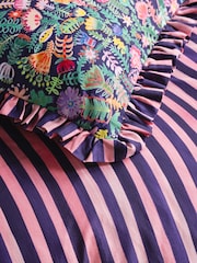 Lucy Tiffney Navy Floral Ruffle 180 Thread Count Duvet Cover and Pillowcase Set - Image 4 of 5