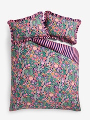 Lucy Tiffney Navy Floral Ruffle 180 Thread Count Duvet Cover and Pillowcase Set - Image 5 of 5