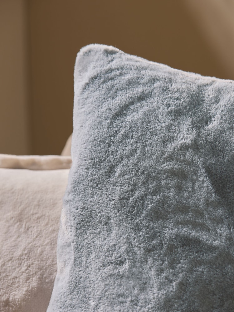 Grey Soft To Touch Plush 59 x 59cm Faux Fur Cushion - Image 2 of 5 Grey Soft To Touch Plush 59 x 59cm Faux Fur Cushion - Image 2 of 5