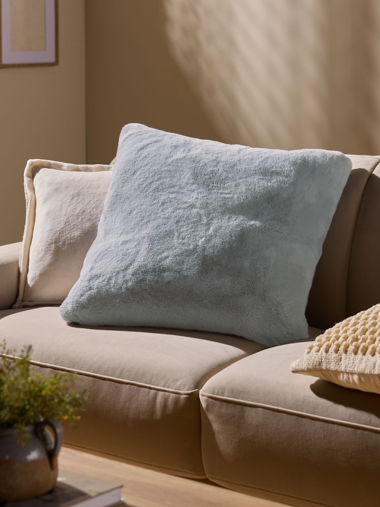 Grey Soft To Touch Plush 59 x 59cm Faux Fur Cushion - Image 5 of 5 Grey Soft To Touch Plush 59 x 59cm Faux Fur Cushion - Image 5 of 5