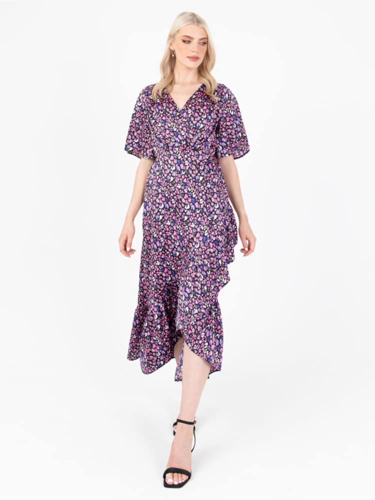 Lovedrobe Animal Print Frill Wrap Hem Maxi Dress - Image 1 of 5