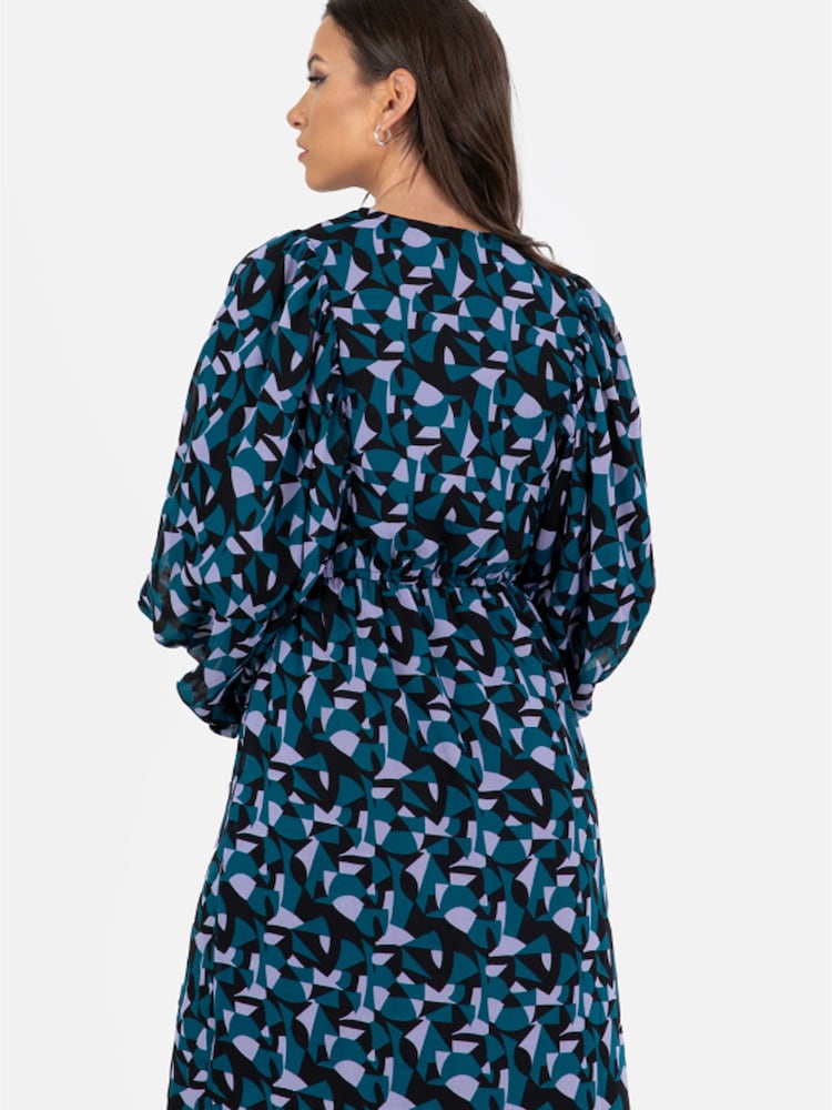 Lovedrobe Blue Printed Ruffle Detail Midi Dress - Image 4 of 4 Lovedrobe Blue Printed Ruffle Detail Midi Dress - Image 4 of 4