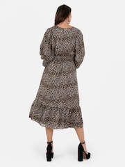 Lovedrobe Animal Print Balloon Sleeve Midi Dress - Image 2 of 4