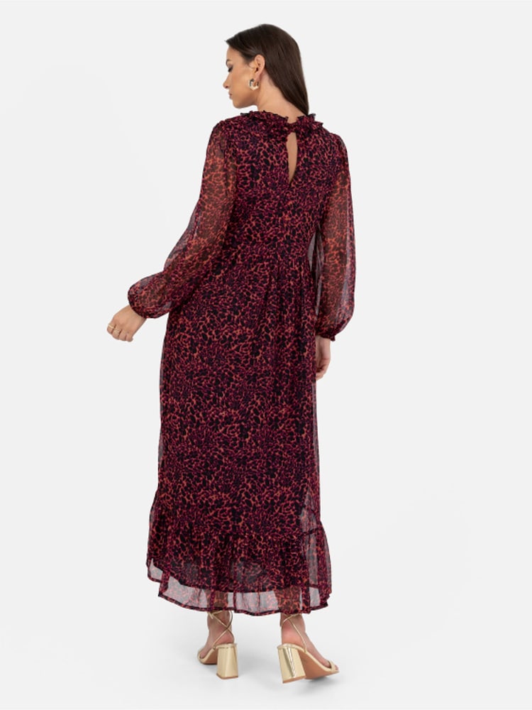 Animal - Lovedrobe Rotes Bedrucktes Midaxi-Kleid mit Rüschendetail​​​​​​​ - Bild 2 von 5