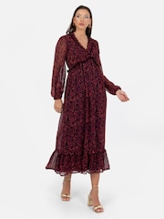 Animal - Lovedrobe Rotes Bedrucktes Midaxi-Kleid mit Rüschendetail​​​​​​​ - Bild 3 von 5