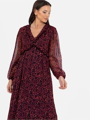 Animal - Lovedrobe Rotes Bedrucktes Midaxi-Kleid mit Rüschendetail​​​​​​​ - Bild 4 von 5