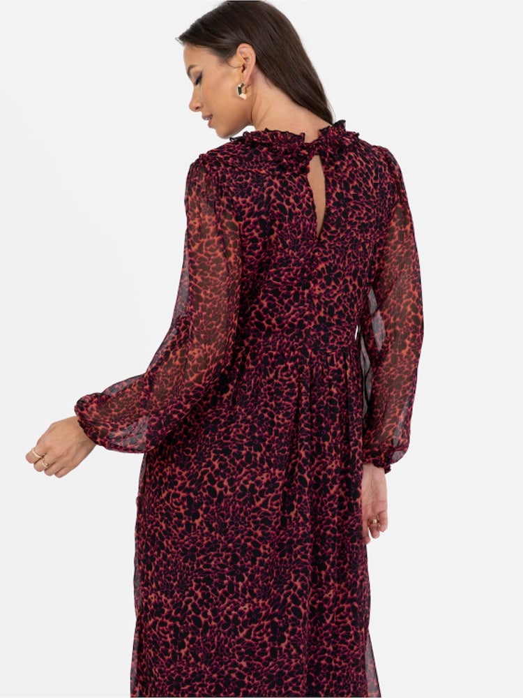 Animal - Lovedrobe Rotes Bedrucktes Midaxi-Kleid mit Rüschendetail​​​​​​​ - Bild 5 von 5