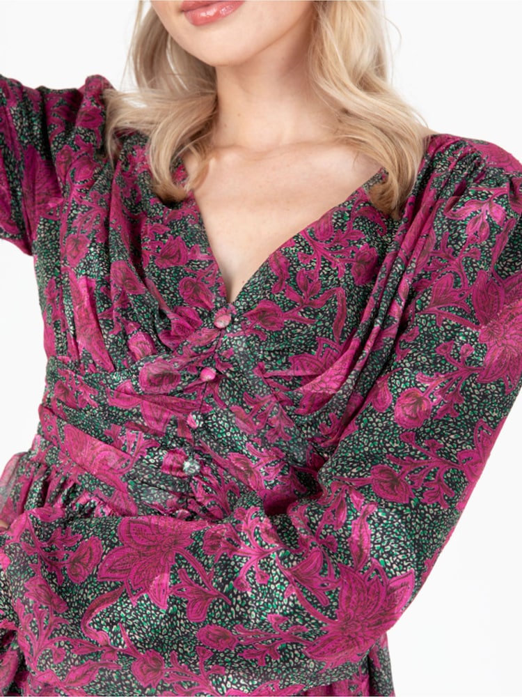 Lovedrobe Pink Printed Button Front Mini Dress - Image 6 of 6