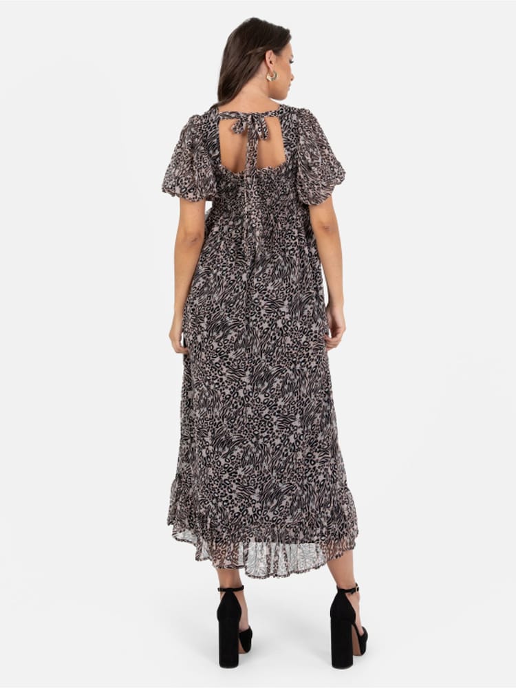 Lovedrobe Animal Print Puff Sleeve Midaxi Dress - Image 2 of 5