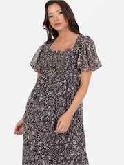 Lovedrobe Animal Print Puff Sleeve Midaxi Dress - Image 4 of 5