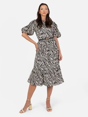 Lovedrobe Animal Print Puff Sleeve Midi Dress - Image 1 of 5