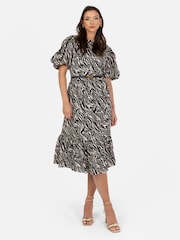 Lovedrobe Animal Print Puff Sleeve Midi Dress - Image 2 of 5