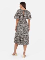 Lovedrobe Animal Print Puff Sleeve Midi Dress - Image 3 of 5