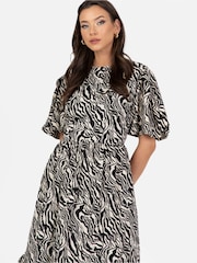 Lovedrobe Animal Print Puff Sleeve Midi Dress - Image 4 of 5