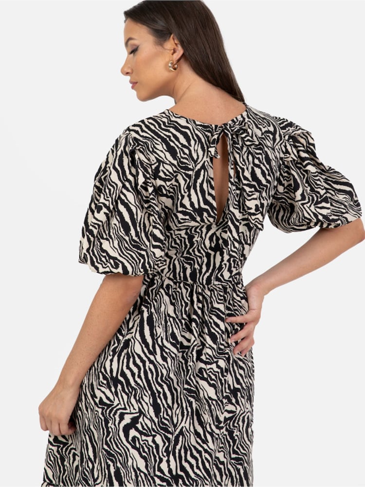 Lovedrobe Animal Print Puff Sleeve Midi Dress - Image 5 of 5